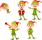 Set of cartoon elves boy isolated white background