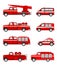 Set of cartoon firetruck