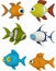 Set of cartoon fish