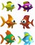 Set of cartoon fish