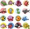 Set of cartoon fishes,vector