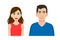Set of cartoon flat front view vector of a man and a woman