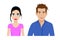 Set of cartoon flat front view vector of a stylish man and a woman