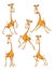 Set Cartoon Funny Giraffe