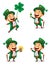 Set of cartoon funny leprechaun