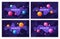 Set of cartoon galaxy futuristic outer space backgrounds, design