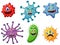 Set of cartoon germ and virus