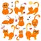 Set of cartoon ginger kittens