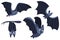 Set of cartoon Halloween bats. Collection set. Design for Halloween party decoration.