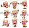 Set  cartoon happy popcorn basket with different emotions