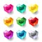 Set of cartoon heart different color crystals