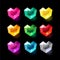 Set of cartoon heart different color crystals