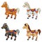 Set of cartoon horses illustration