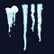 A set of cartoon icicles. A collection of winter elements. Vector illustration for children.