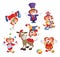 Set of Cartoon Illustration. A Cute Cats Clowns for you Design