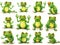 Set Cartoon Illustration Cute Green Frogs for you Design  Made With Generative AI illustration