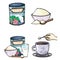 set of cartoon illustration of milk powder