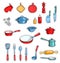 Set of cartoon kitchen ware