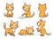 Set of cartoon kitten various expressions. Sitting, begging, walking, sleeping cat with happy face. vector collection