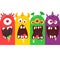 Set of cartoon monster faces. Vector illustration.