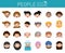 Set of cartoon people head, people head icon cartoon person face icon, people face, people and different nationalities