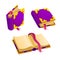 Set of cartoon purple book