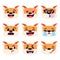 Set of cartoon red fox emotions