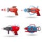 Set cartoon retro space blaster, ray gun, laser weapon. Vector illustration. Cartoon style