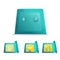 Set of cartoon safe boxes. Opened, closed, full and empty. Vector illustration.