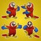 Set cartoon of scarlett macaw bird