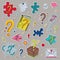 Set of Cartoon Stickers Colored Question Marks