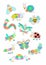 set of cartoon stickers insect world