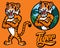 Set of cartoon tiger character