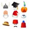 Set of cartoon top hats, different professions and nations. Vector