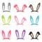 Set of cartoon vector bunny ears