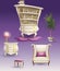 Set cartoon white bedroom furniture and cabinet