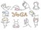 Set of cartoon yoga line art