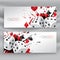 Set of casino banners with dices and abstract ink splash