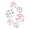 Set of casino white dice falling down