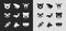 Set Cat, Frog, Rhinoceros, Fish skeleton, Dog head, Elephant, Rat and Whale icon. Vector