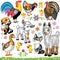 Set of catoon farm animals on white