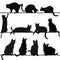 Set of cats silhouettes