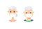 Set of Caucasian elderly male and female characters. Cartoon masked people. Isolated retiree avatars. Flat illustration protected