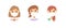 Set of  Caucasian female characters. Cartoon style masked people icons. Isolated guys avatars. Flat illustration protected women