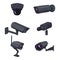 Set of CCTV Illustrations. Security Cameras. Video Surveillance Equipment