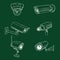 Set of CCTV Illustrations. Security Cameras. Video Surveillance Equipment