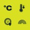 Set Celsius, Rainbow, UV protection and Meteorology thermometer icon. Vector