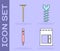 Set Cement bag, Metallic nail, Pencil with eraser and Metallic screw icon. Vector