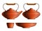 Set of ceramic teapot, sugar pot, cup and saucer