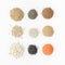 Set cereals white background Healthy food source protein vegetarians